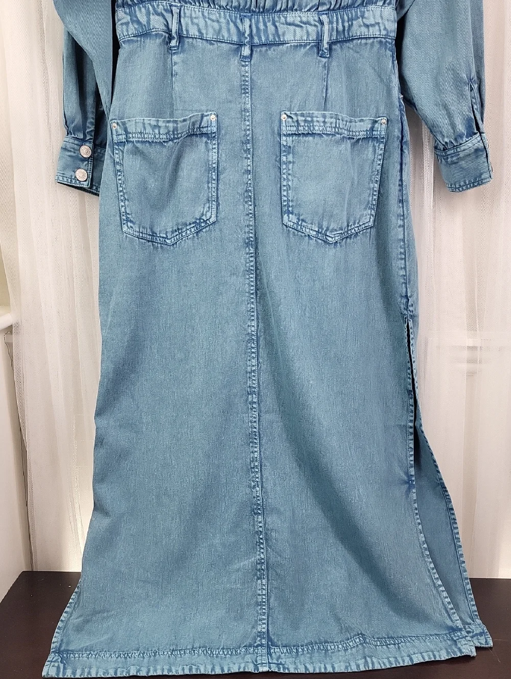 NWOT Free People mad love small denim midi dress‎ in Skyfall. Size M